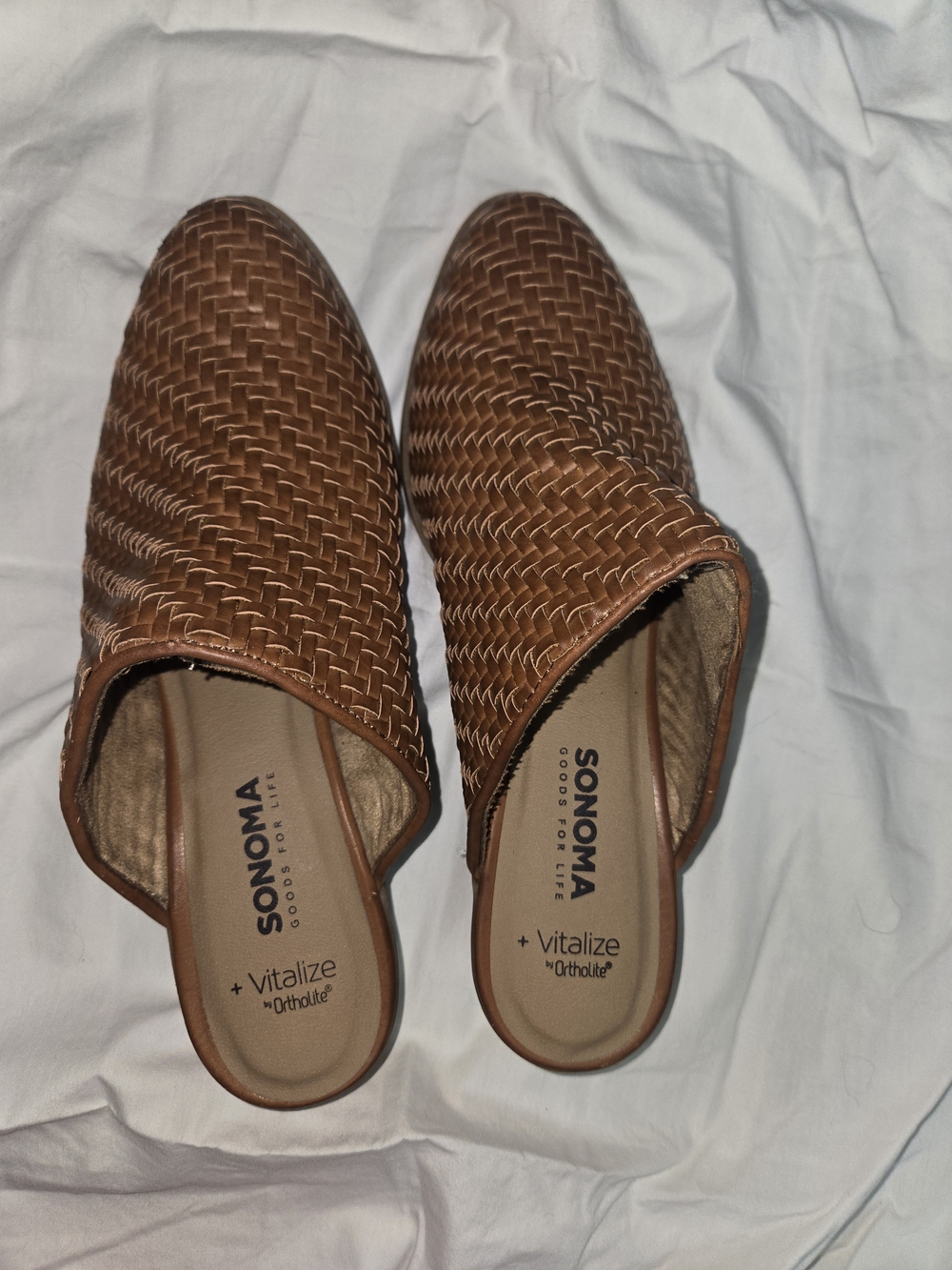 SONOMA Tan Woven Slip-On Mules